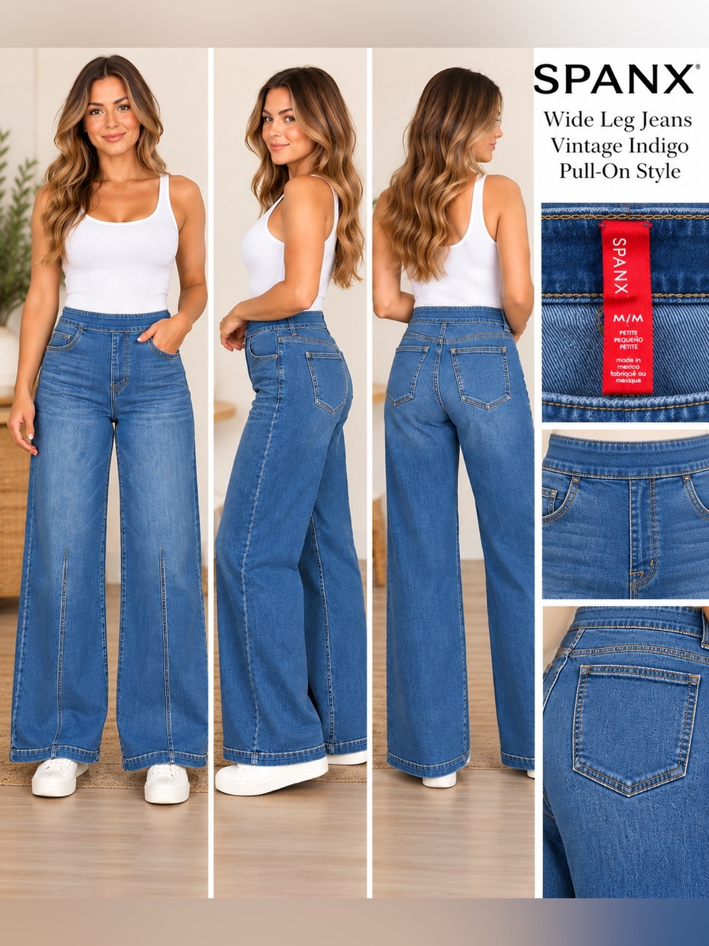 SPANX Vintage Indigo Wide Leg Jeans Medium Petite M/M